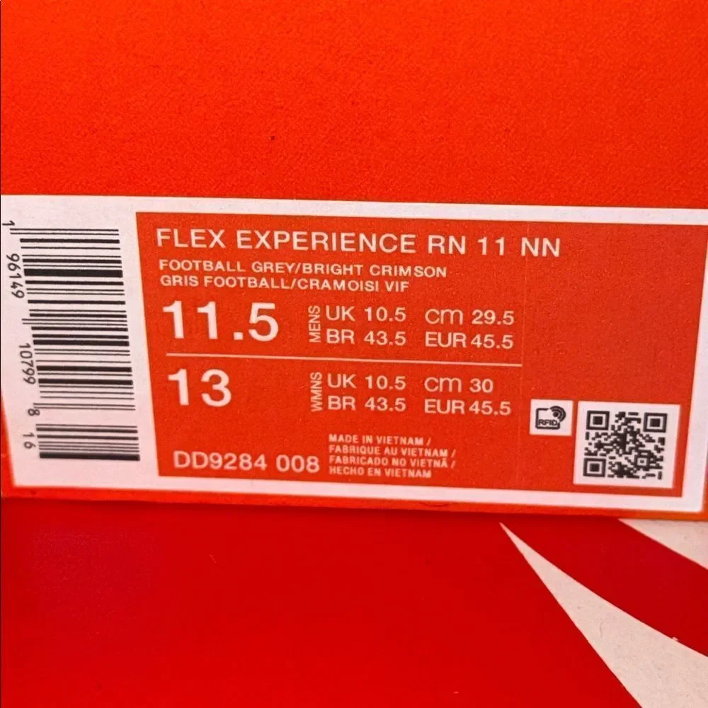 Nike Flex Experience Run 11 Football Grey DD9284-008 Men’s Size 11.5
